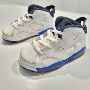NIKE AIR JORDAN 6 TODDLER KID SHOES SIZE 9C WHITE/BLUE [384667-107]